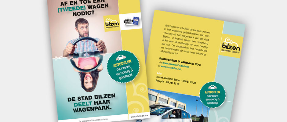 Wagen delen - Flyer voor de stad Bilzen
